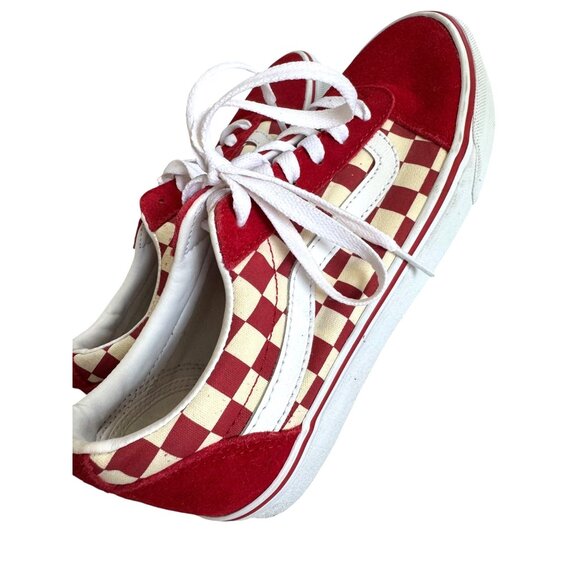 Vans Womens Red & White Checkered Sneakers Size‎ 9 - Picture 3 of 9